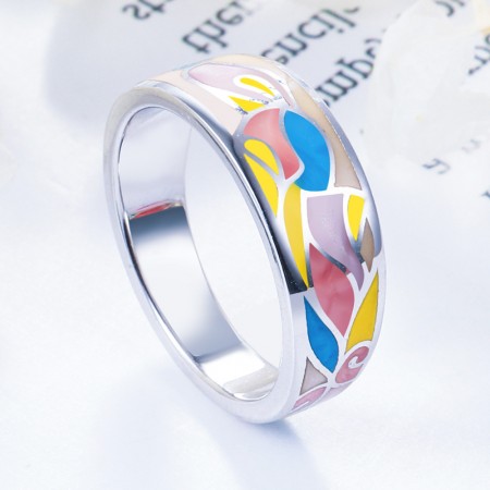 New Arrival Colorful Sterling Silver Enamel Women Ring