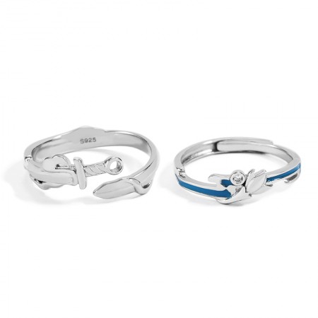 Personalized Heroes And Beauties Promise Rings For Couples In Sterling Silver