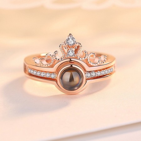 I Love you 100 Languages Wedding Engagement Sterling Silver Ring Set