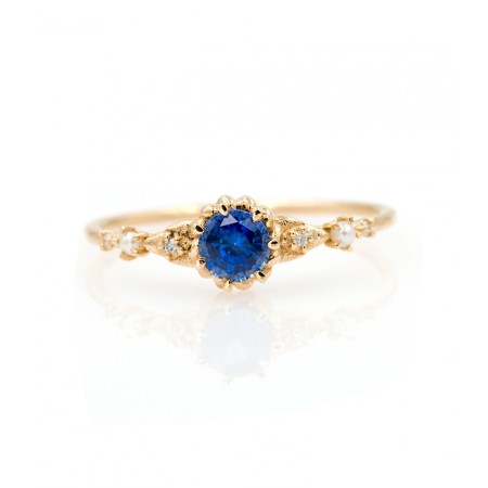 Exquisite Yellow Gold Sapphire Birthstone Promise Ring