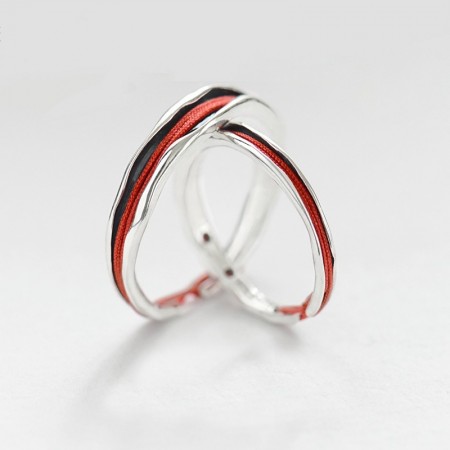 Original Design Red Line 925 Sterling Silver Lovers Ring