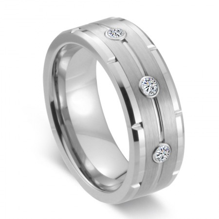 Tungsten Inlaid Rhinestones Promise/Wedding Rings