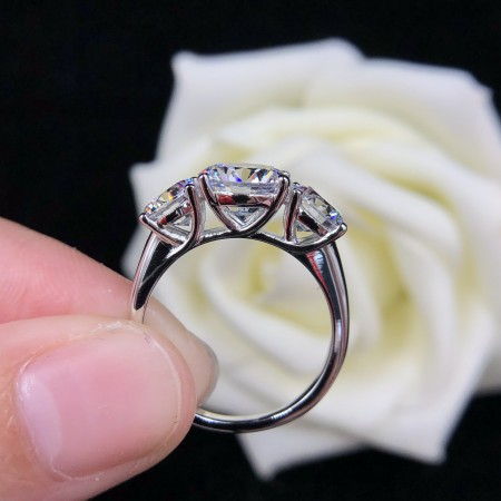 4.0 CT 925 Silver Platinum Plated Round Simulated Diamond Promise/Wedding/Engagement Ring For Women Girl Friends Valentine's Day Gift