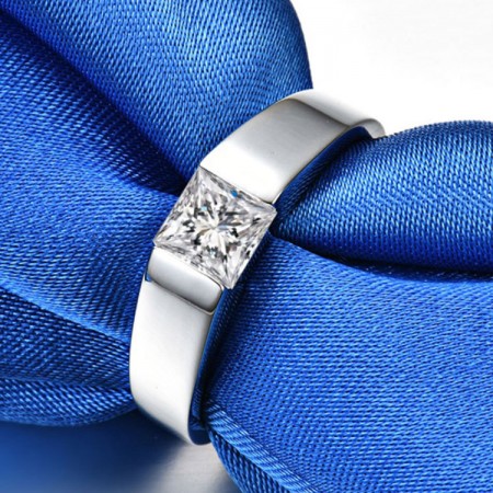 0.5 CT 1.0 CT 925 Silver Platinum Plated Princess Simulated Diamond Promise/Wedding/Engagement Ring For Men Valentine's Day Gift
