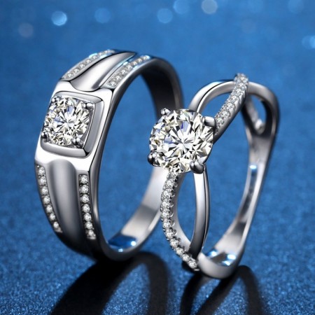Infinity Love Matching Couple Wedding Rings In Sterling Silver Plated Platinum
