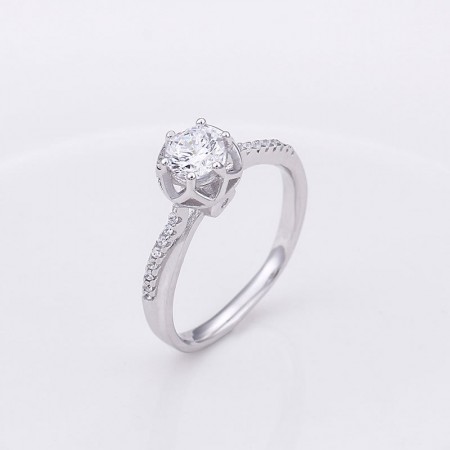 Stunning Women's Sterling Silver Ring With Hearts And Arrows Cut Diamond CZ Engravable