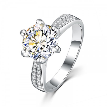 925 Silver Stars Platinum Plated Ring
