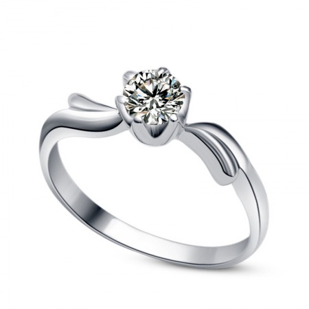 925 Sterling Silver Engagement / Wedding Ring With Synthetic Diamond