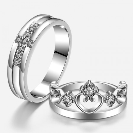 Heart Engraved Sterling Silver His and Her Wedding Ring Sets Cheap -  Egifts2u.com
