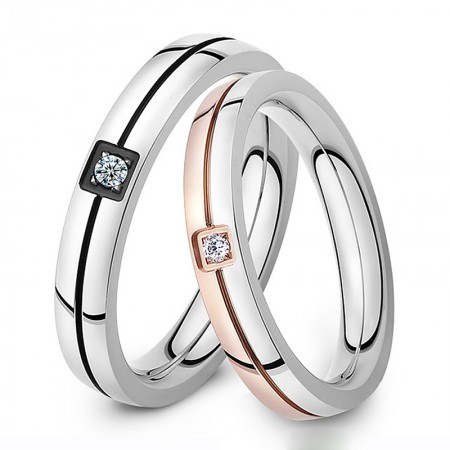 Fashion titanium steel couple diamond ring