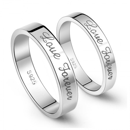 925 Sterling Silver Forever Love Simple Style Couple Rings (Price For a Pair)
