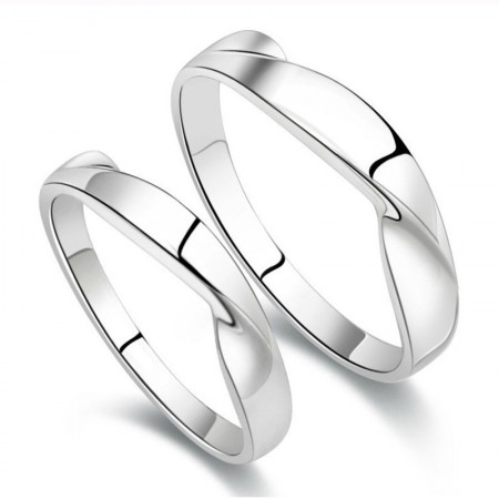 Lovely Water Wave Mobius Design Hot Sale Lover's Sterling Silver Rings(Price For A Pair)