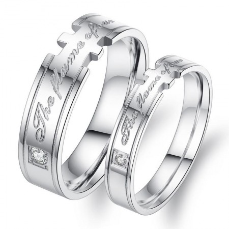 Romantic Titanium Steel Lover Rings With Rhinestone