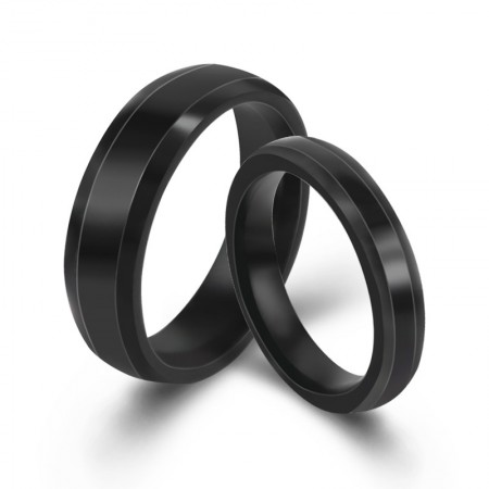 Black Lover Rings Engravable Titanium Steel Rings For Couples