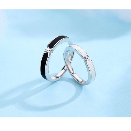 Adjustable 925 Sterling Silver Lover Rings With CZ Inlaid Two Colors Available(Price For a Pair)