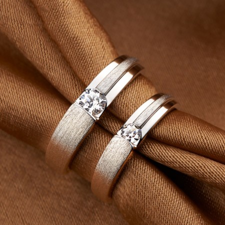Dull Polish Platinum Plated 925 Sterling Silver Lover Rings Price For a Pair Love Rings