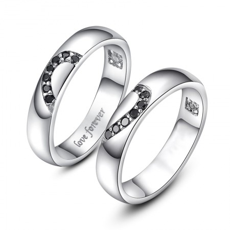 Forever Love 925 Sterling Silver Matching Hearts Rings For Couple(Price For a Pair)