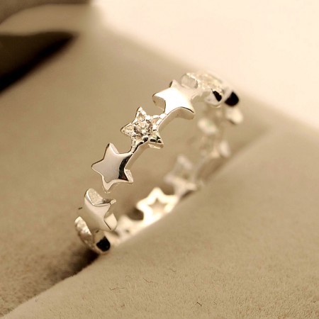 Starry silver simple ring 925
