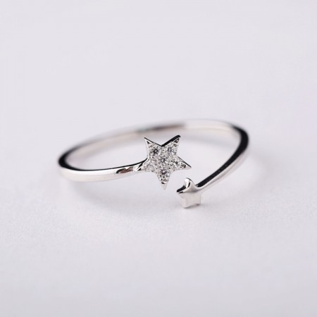 Wild fashion 925 sterling silver pentacle star opening Micro Pave Ring