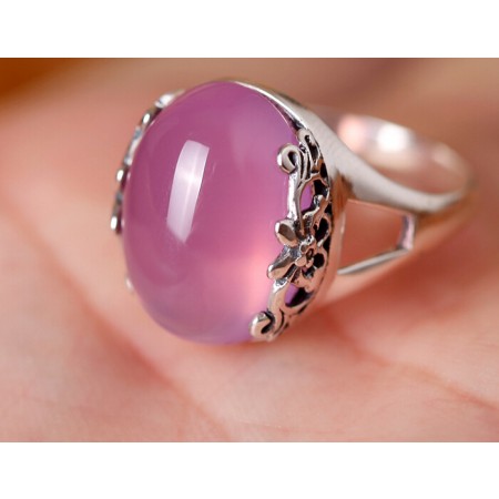 Japan and South Korea 925 Sterling Silver Thai Natural Pink Crystal Opening Ring Mother's Day gift