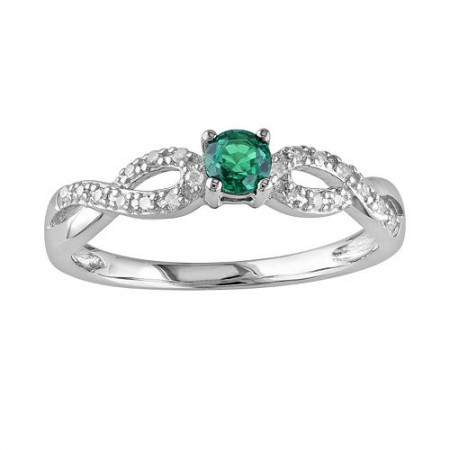 Sterling Silver Lab-Created Emerald Infinity Ring