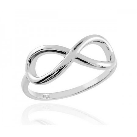 Polished 10k White Gold Plated Infinity Ring