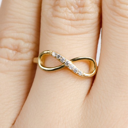 Womens Infinity Symbol Statement Ring Gold Tone Size 7.75 NWOT | eBay