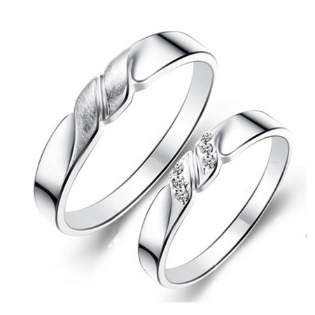 925 Silver Rhodium-Plated Lettering Couple Rings