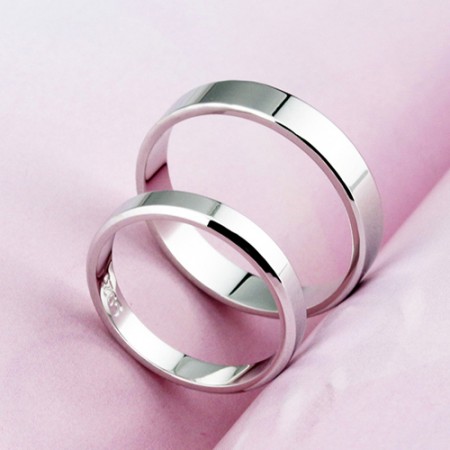 925 Sterling Silver Simple Korean Smooth Creative Engraved Ring (Price For a Pair)