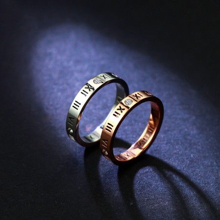 18K Korean Version Of The Lucky Roman Numeralrose Gold Plated Ring