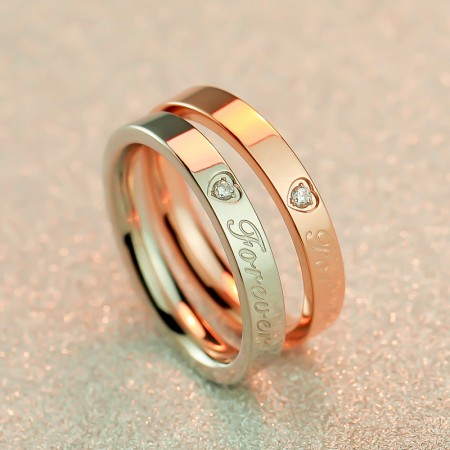 Rose Gold Fashion Titanium Steel Couple Rings  