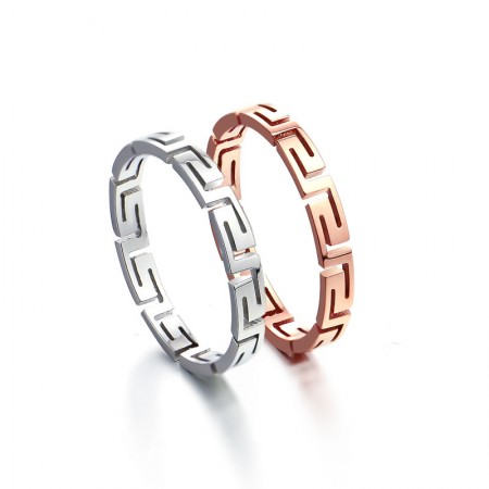 Fashion 18K Rose Gold Titanium Steel Couple Rings 