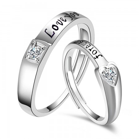 925 Silver Creative Opening Engraved Couple Rings