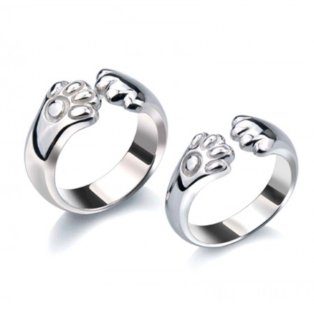 925 Silver Creative Catlike Engraved Couple Rings
