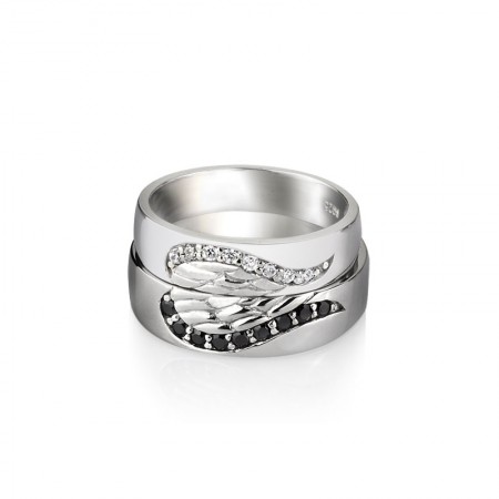 925 Silver Angel Wings Creative Engraved Couple Rings