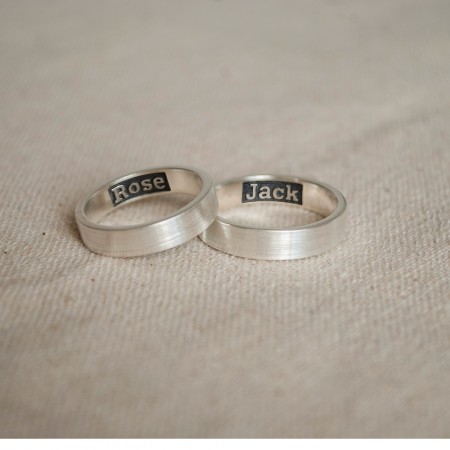 Original Custom Creative Lettering Silver Couple Rings