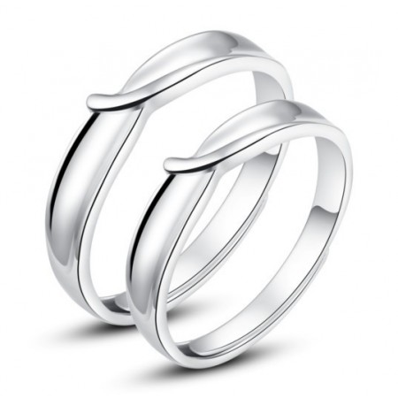 Silver Opening Creative Lettering Couple Ring 