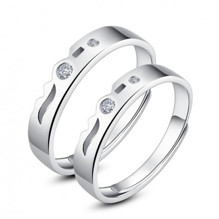 925 Silver Rhodium Opening Couple Rings 