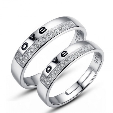 925 Silver Openinlettering Creative Couple Rings