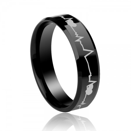 Black Heartbeat Fashion Personality Ring