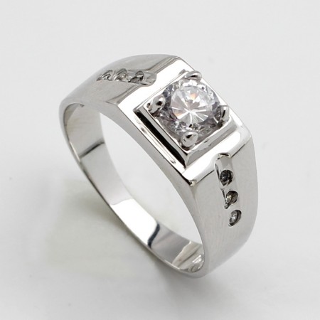 925 Silver Rhodium-Plated Square Ring