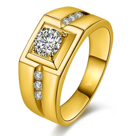 Domineering Plated 24K Gold Diamond Ring 