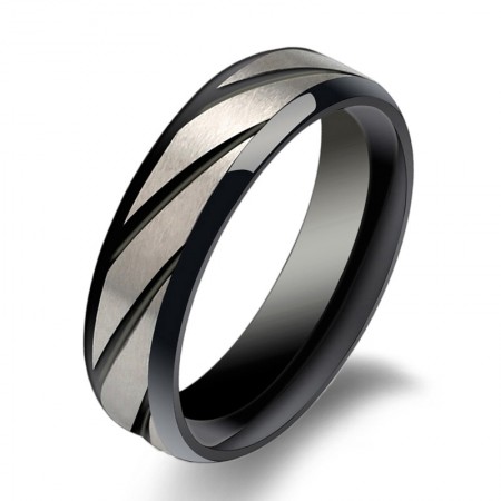 Black Twill Titanium Steel Men'S Rings