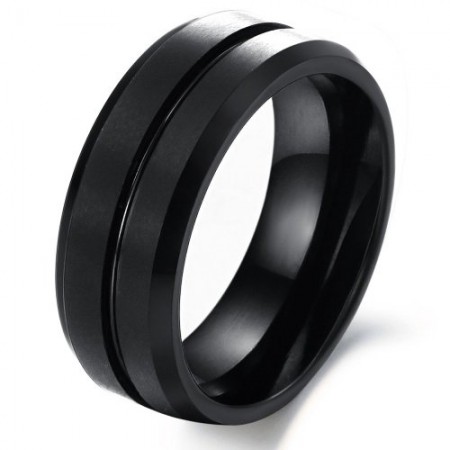 Tungsten Steel Men's Black Rings