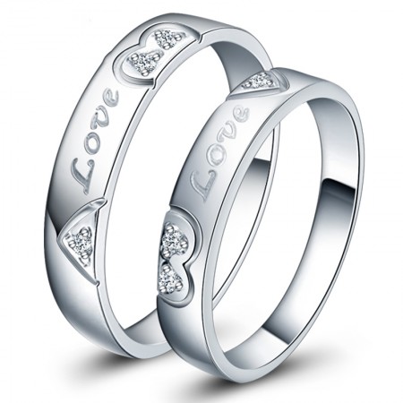 Heart-Shaped 925 Silver Couple Rings