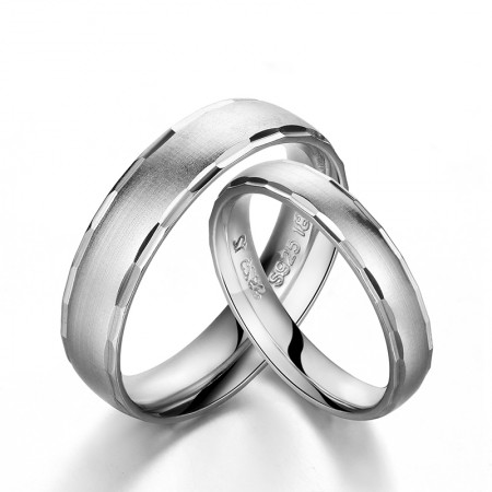 Simple 925 Silver 18K Gold Couple Ring