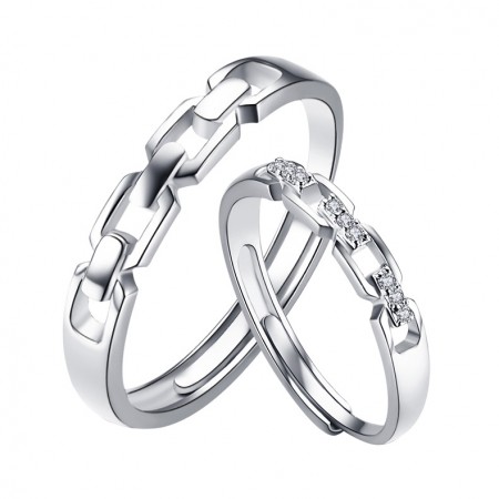 S925 Silver Opening Couple Rings 