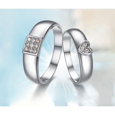 Fashion Heart-Shaped 925 Silver Couple Rings