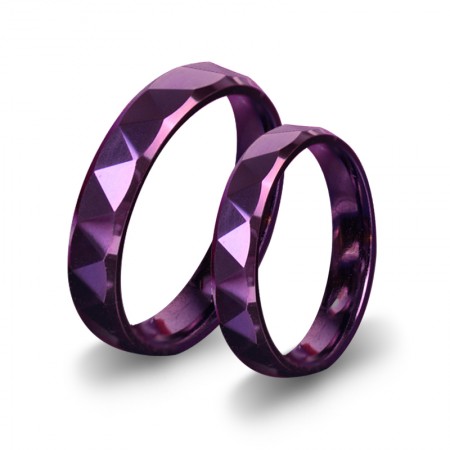 Purple Tungsten Couple Rings