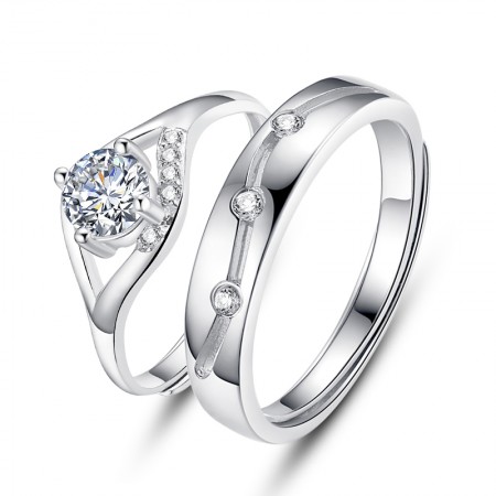 Creative 925 Silver Opening Couple Rings 